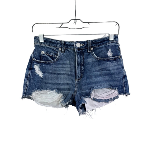 Garage Pants - Garage Distressed Denim Jean Short Size 3 Blue Cutoff Casual Summer Western Boho